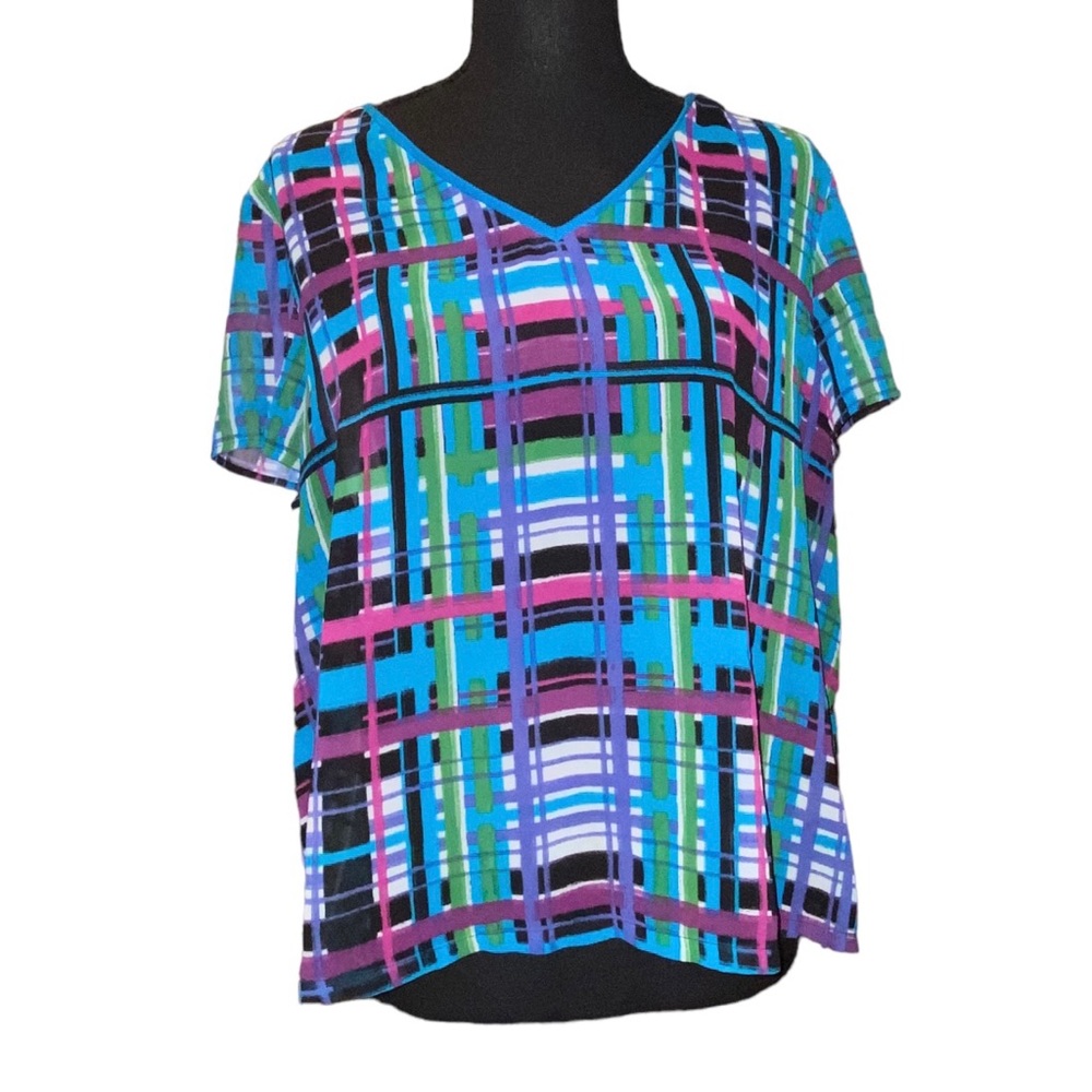 🌟🔥 BOGO Sale🔥🌟 Blue and Purple Plaid Sheer Crop Top